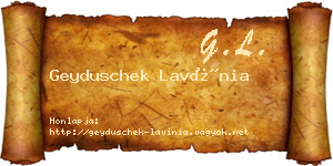 Geyduschek Lavínia névjegykártya